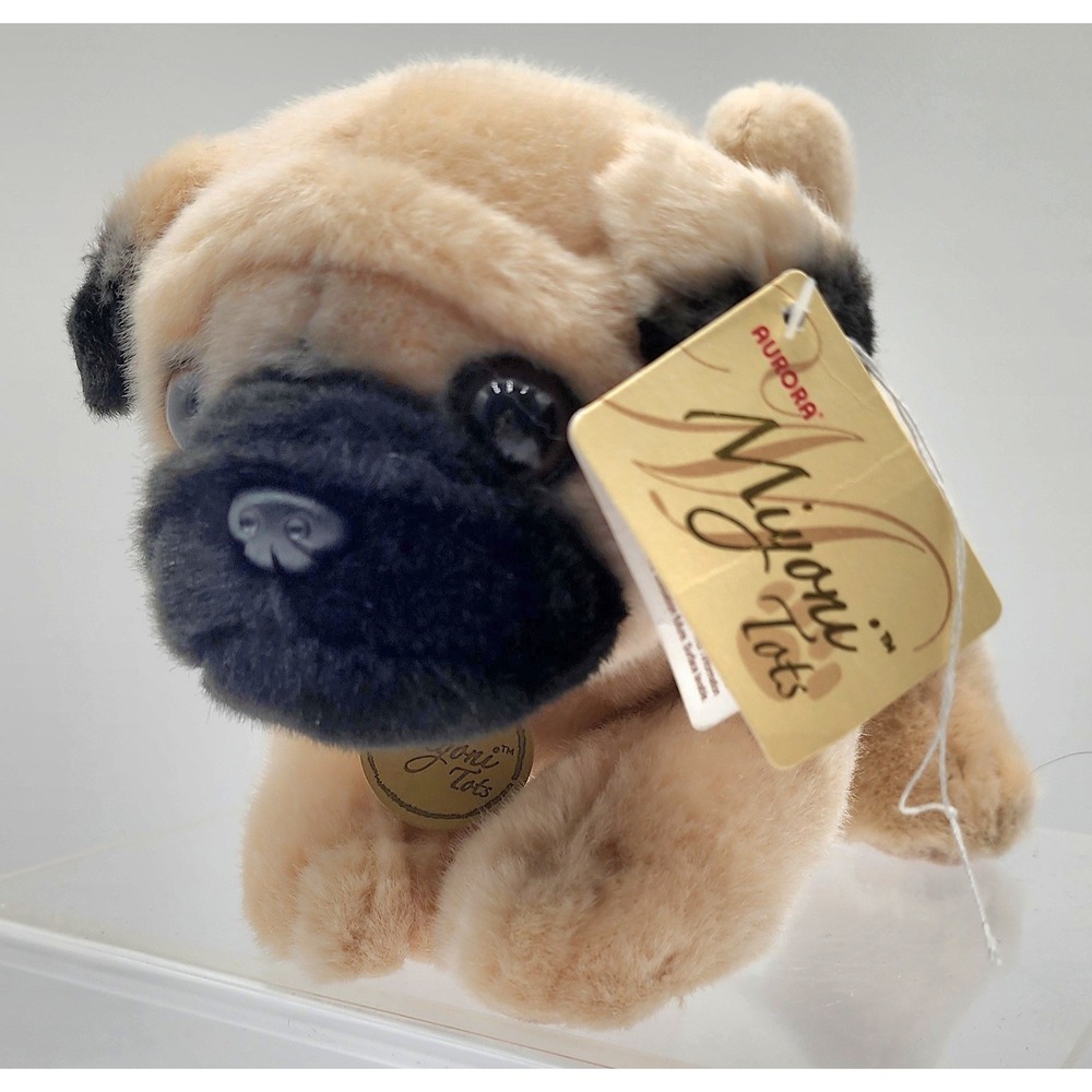 Aurora Miyoni Tots Pug Puppy Plush Kids 8in Tan NWT Realistic Dog Stuffed Animal